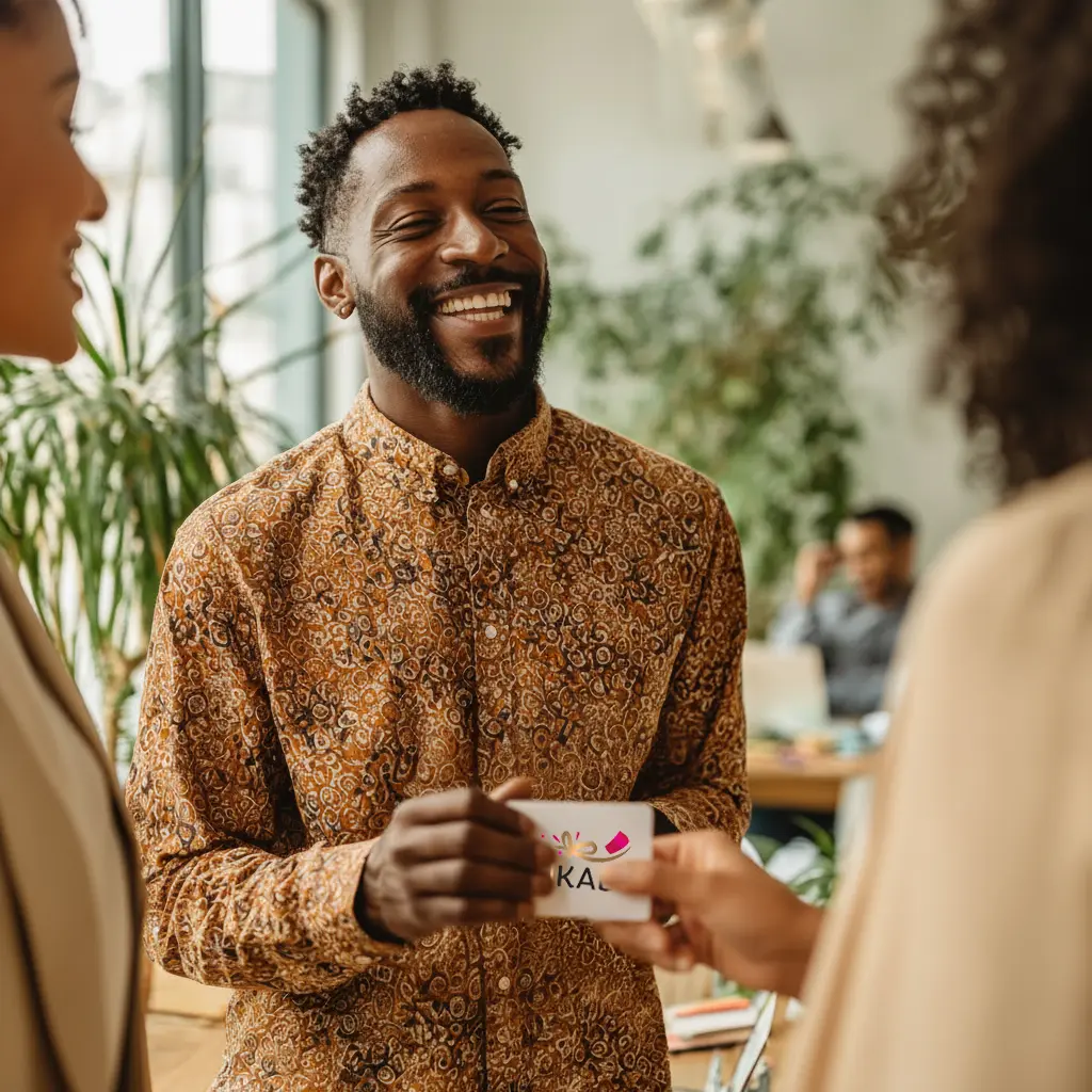 Homme souriant recevant sa carte MonBonKado